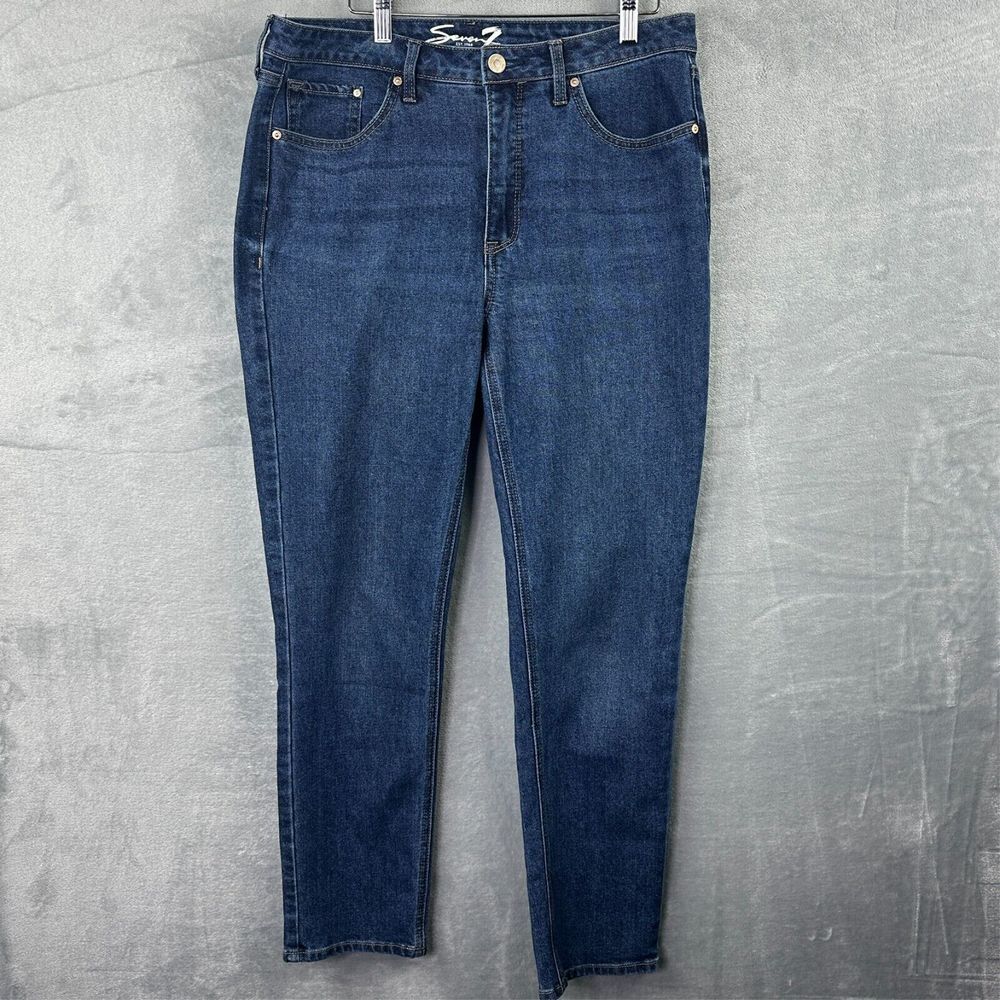 seven 7 slim straight jean womens 10 blue stretch‎ denim